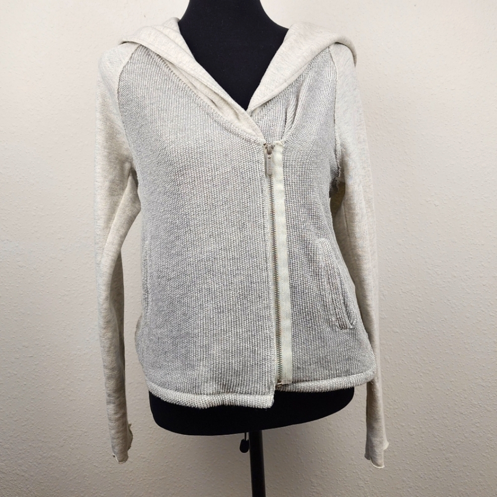 Calvin Klein Performance Knit Front Gray Off-Center Zipper Hoodie Size Large